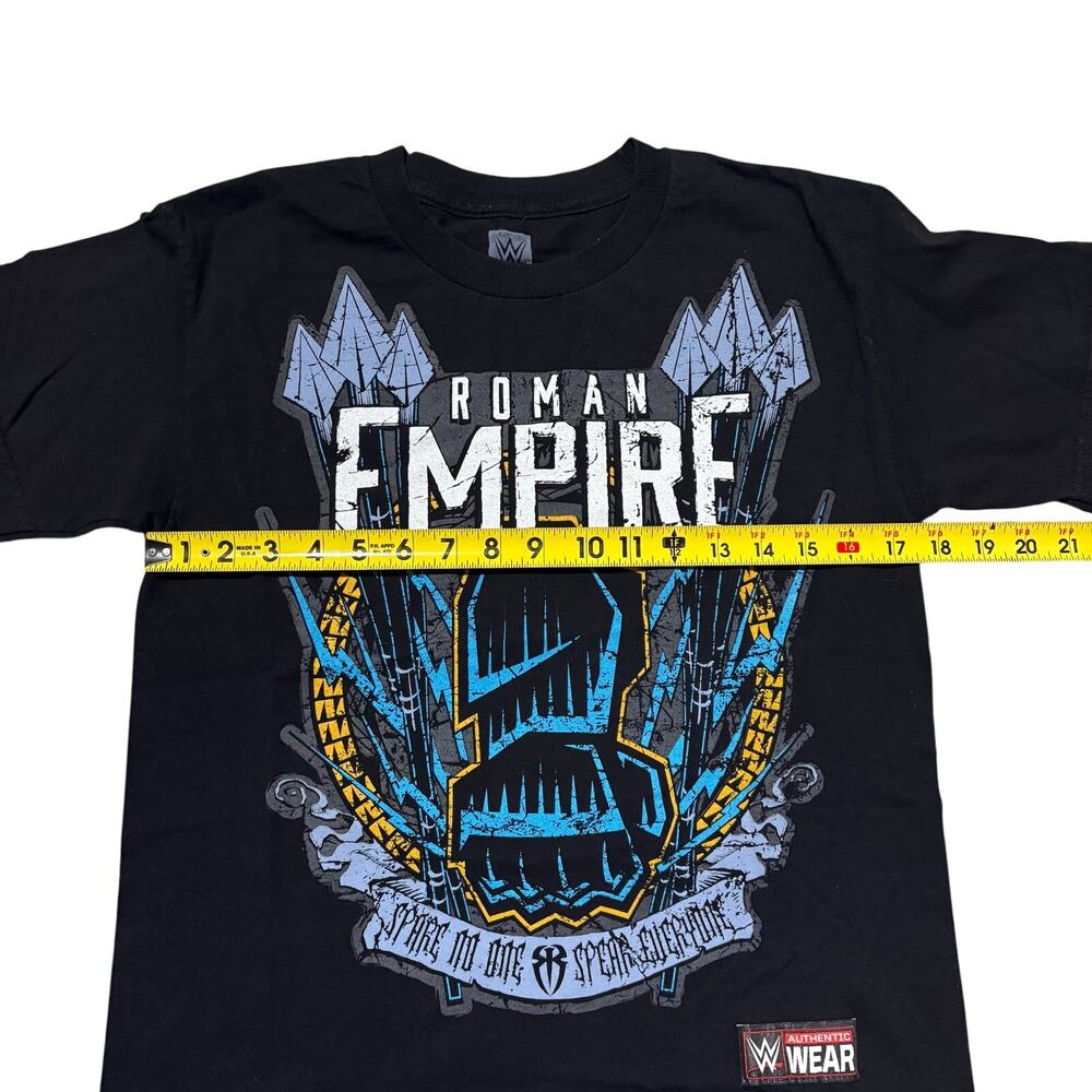 Roman Reigns WWE Authentic Spare No One Spear Everyone Youth Large Black T-Shirt - Picture 6 of 7